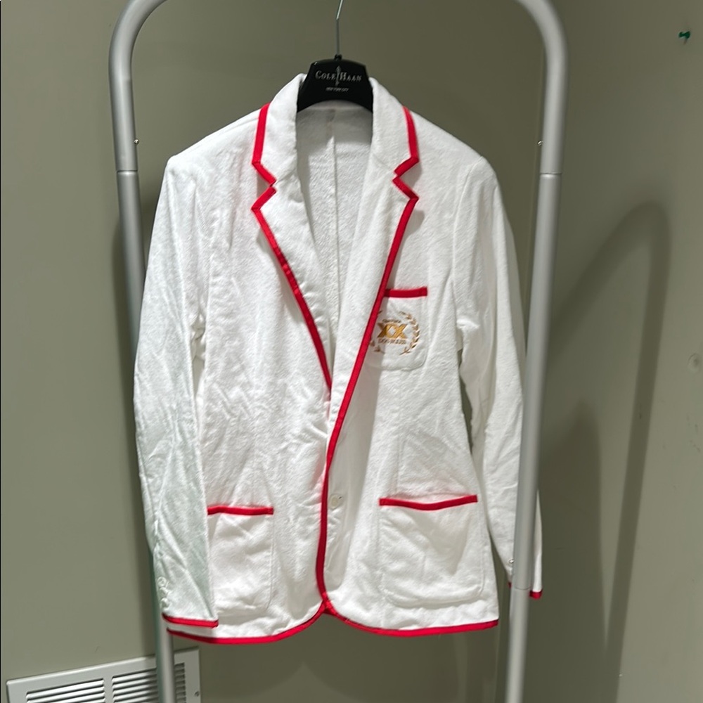 Dos XX x Bask Poolside Jacket White with Red Trim